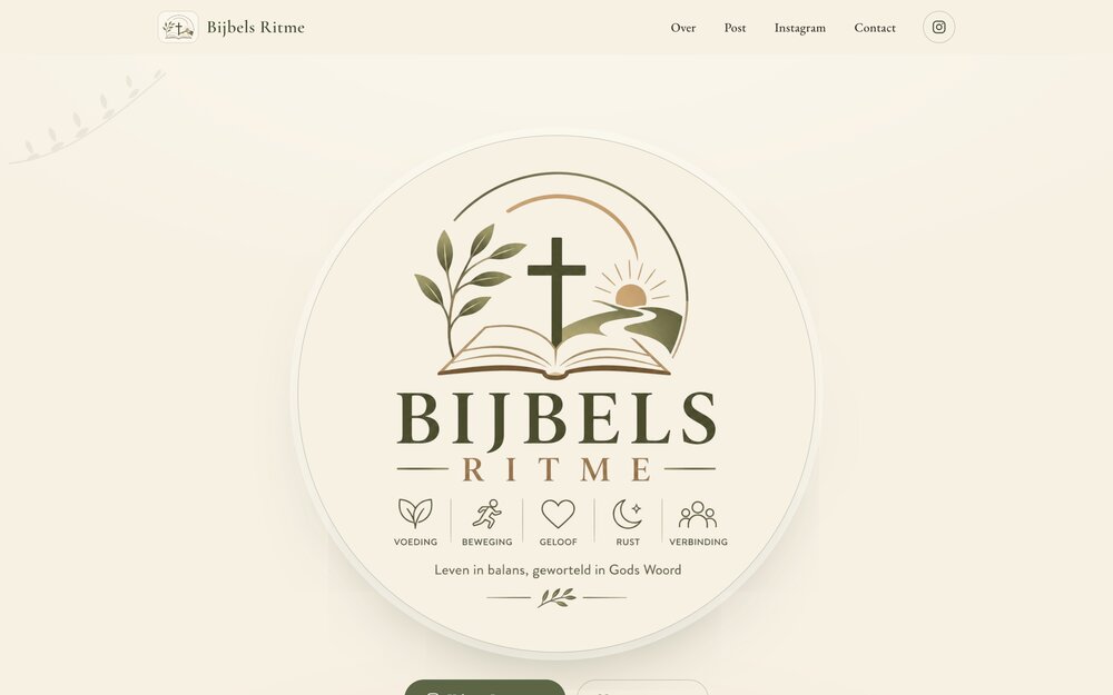 Screenshot van de website van Bijbels Ritme