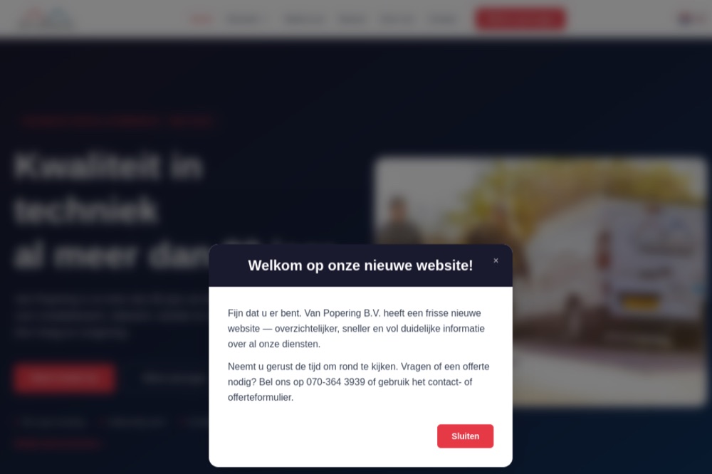 Screenshot van de website van Van Popering